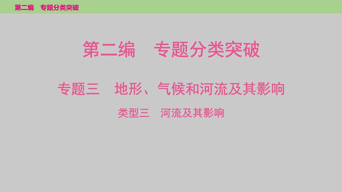 2025年中考地理二轮复习专题突破课件---专题三　类型三　河流及其影响第1页