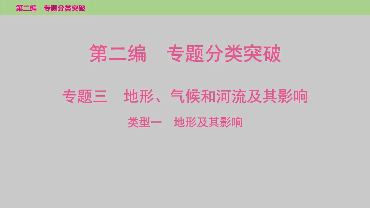 2025年中考地理二轮复习专题突破课件---专题三　类型一　地形及其影响第1页
