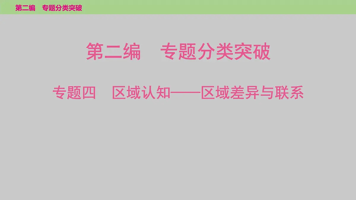 2025年中考地理二轮复习专题突破课件---专题四　区域认知——区域差异与联系第1页