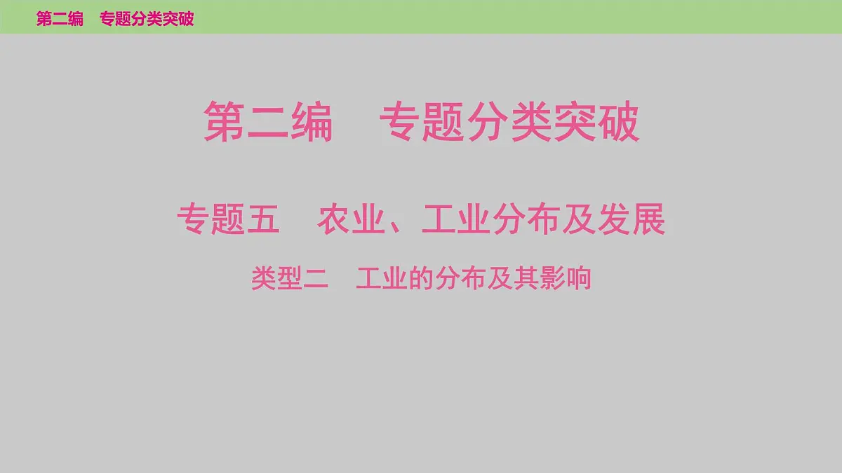 2025年中考地理二轮复习专题突破课件---专题五　类型二　工业的分布及其影响第1页