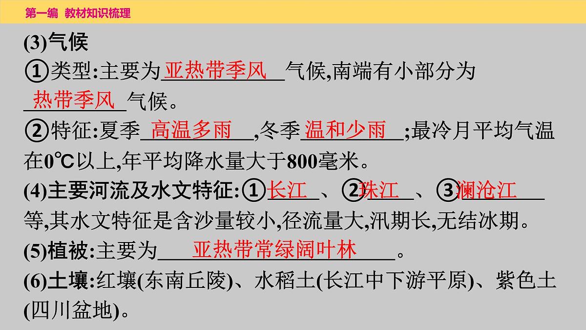 2025年中考地理一轮复习教材整理课件---第七章　第一课时　自然特征与农业、“鱼米之乡”——长江三角洲地区第5页
