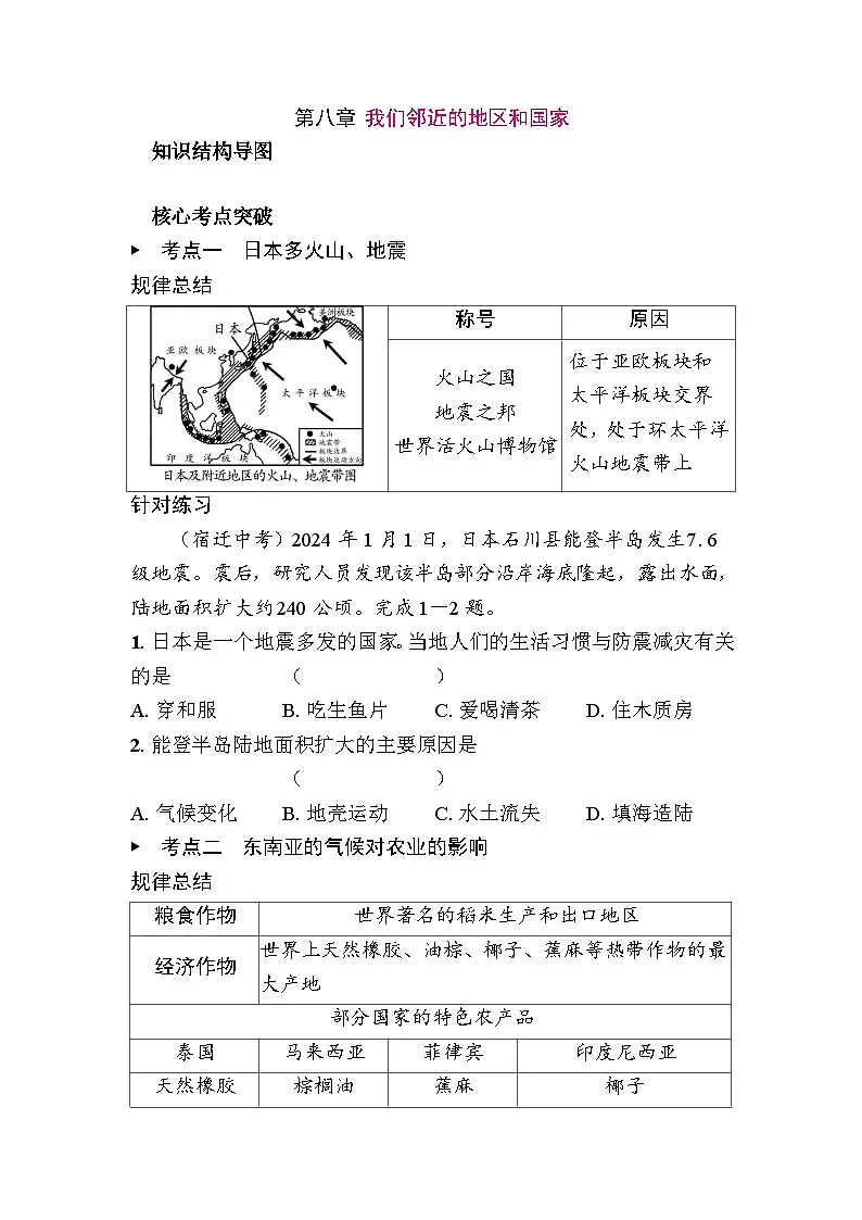 第八章 我们邻近的地区和国家 - 学生版第1页