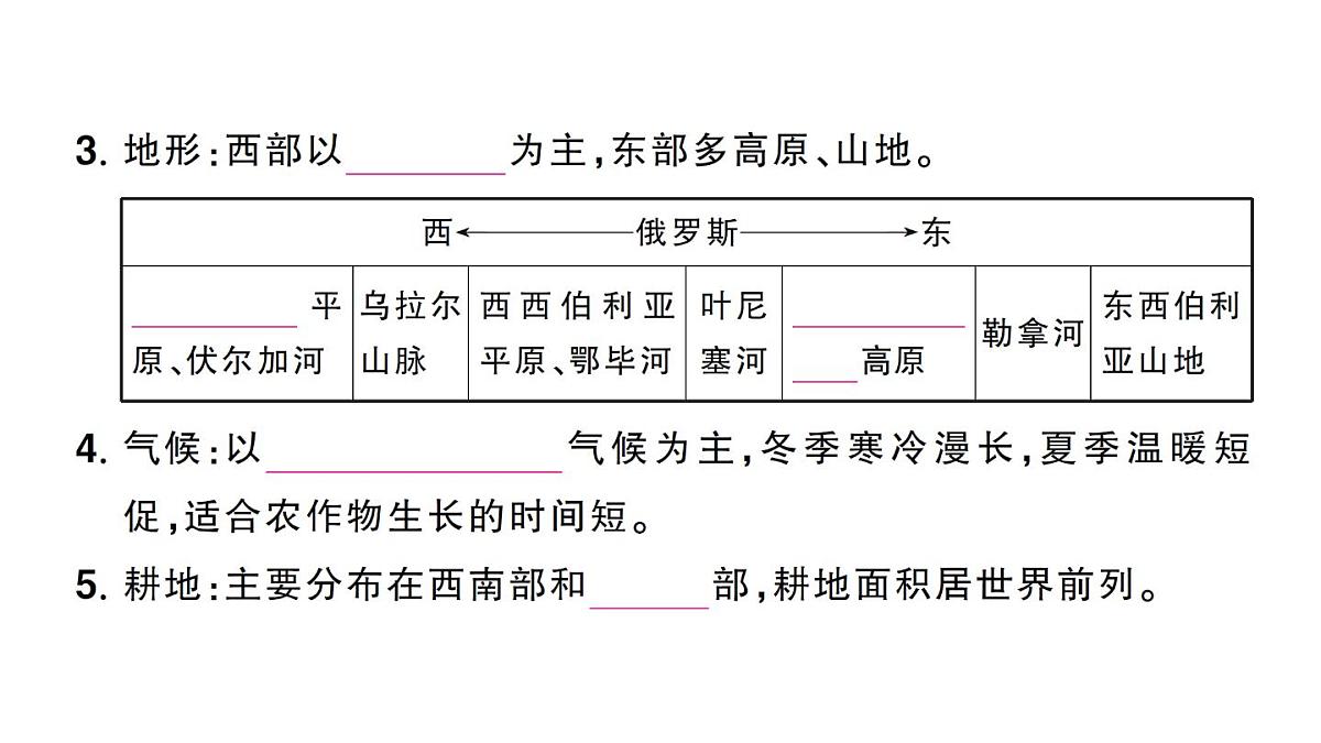 初中地理新人教版七年级下册第八章第四节 俄罗斯作业课件2025春第4页