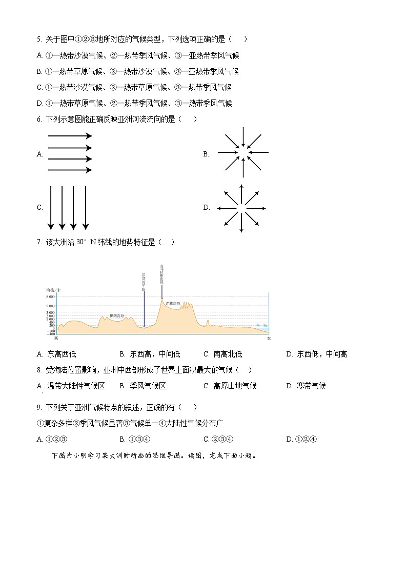 山东省济宁市兖州区第十三中学2024-2025学年七年级下学期3月月考地理试题（原卷版+解析版）第2页