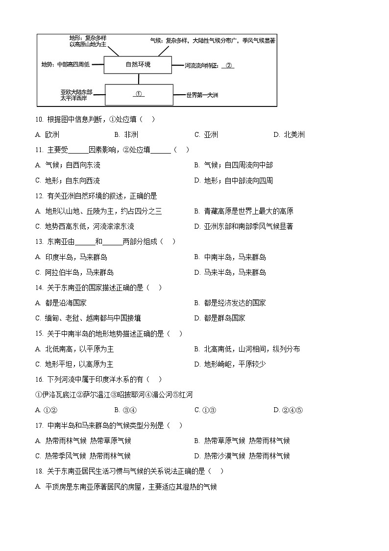 山东省济宁市兖州区第十三中学2024-2025学年七年级下学期3月月考地理试题（原卷版+解析版）第3页