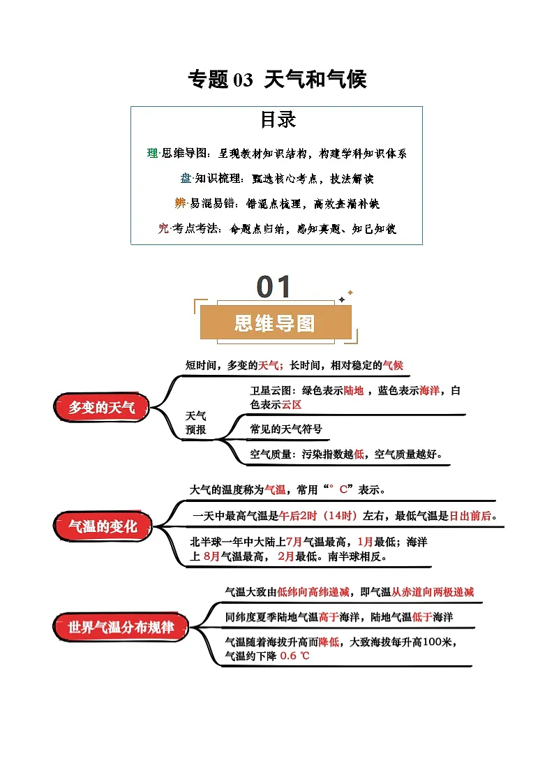 专题03 天气与气候-（背诵版）第1页