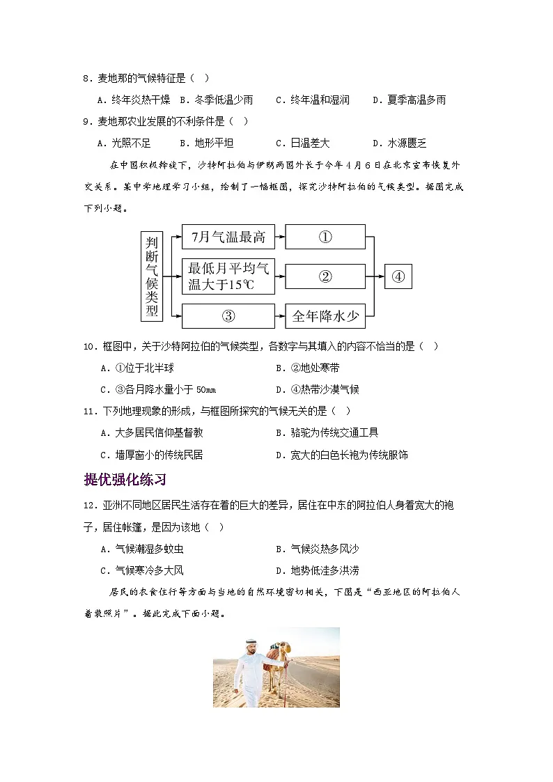 2024—2025学年七年级地理下学期人教版9.1 西亚 第二课时（分层练）第3页