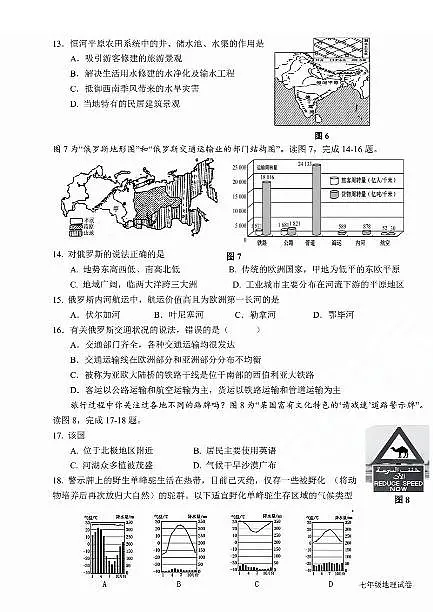 历下区2023-2024学年七年级下学期期中考试地理试题+解析第3页