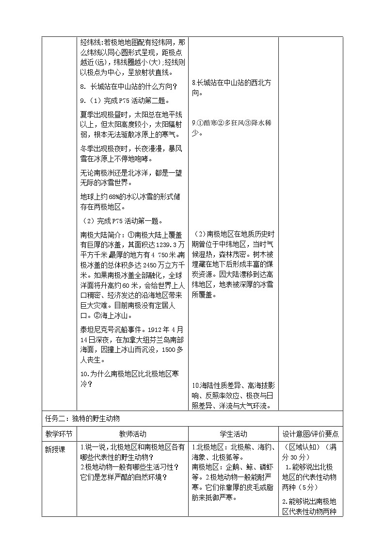 【新课标】8.5北极地区和南极地区教学设计第3页