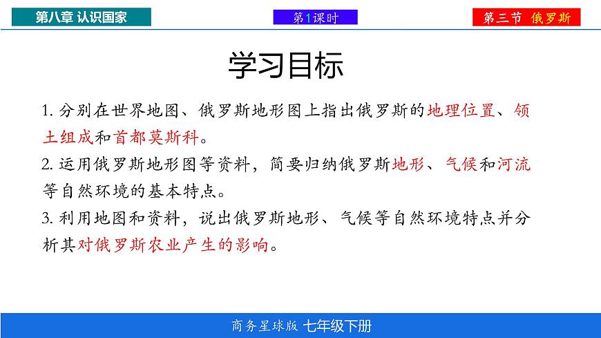 初中地理商务星球版（2024）七年级下册8.3 俄罗斯 课件第3页