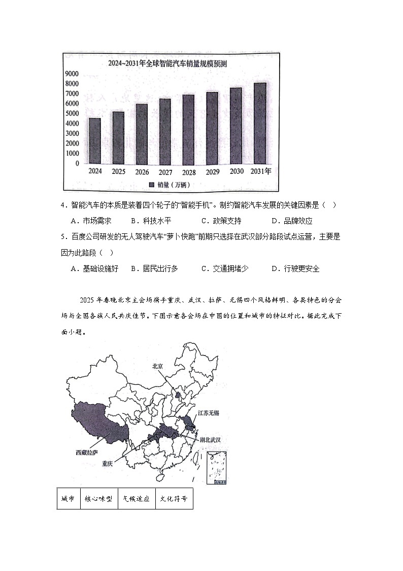 2025年湖北省黄冈市中考二模地理试卷（附答案解析）第2页