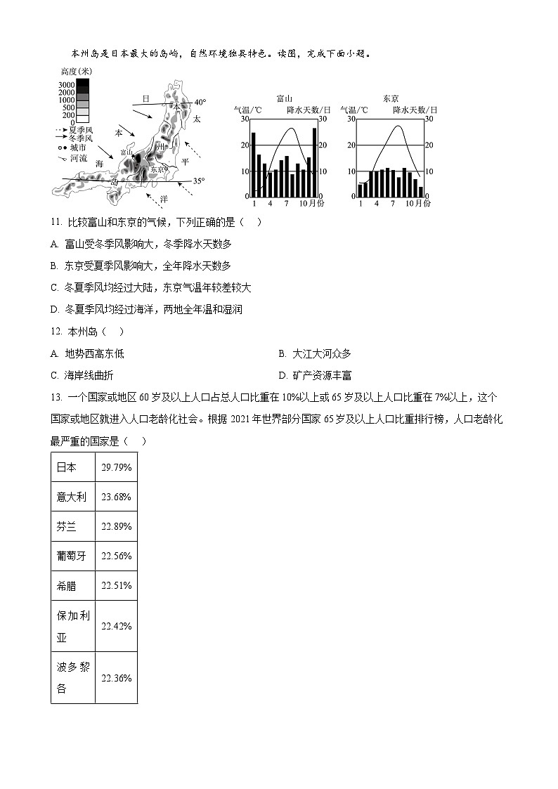 安徽省淮北市濉溪县孙疃中心学校2024-2025学年七年级下学期3月月考地理试题（原卷版+解析版）第3页