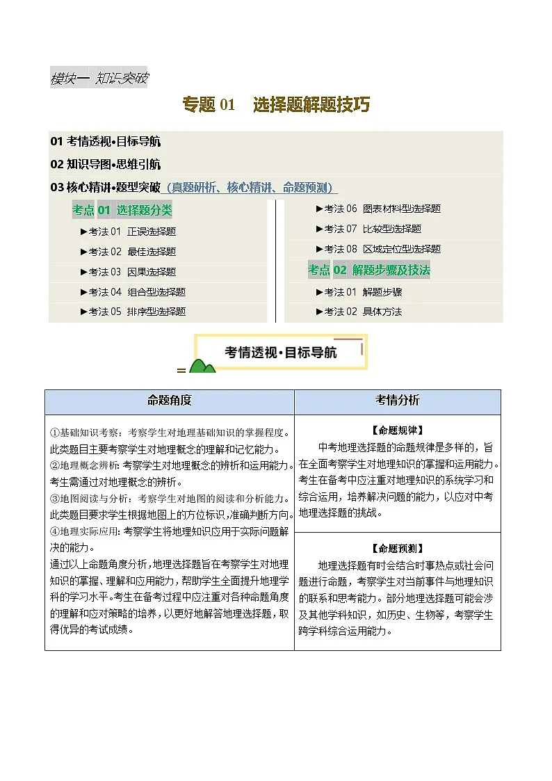 专题01 选择题解题技巧（讲练）（解析版）第1页
