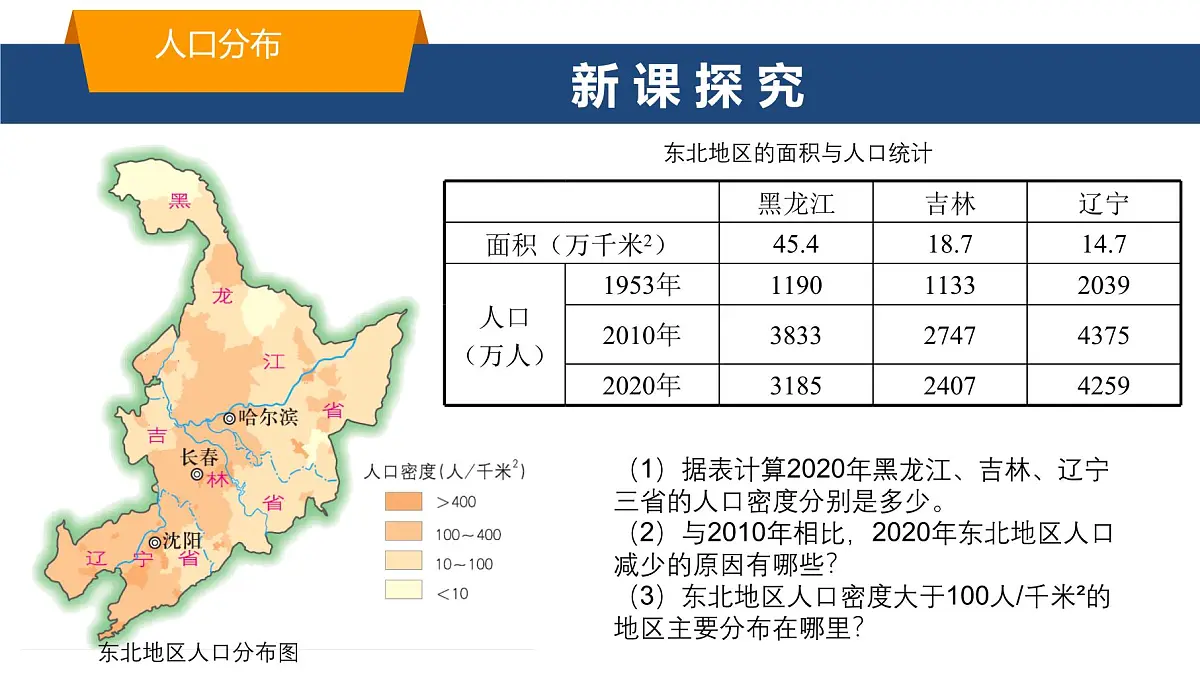 2025年春湘教版地理八年级下册同步授课课件 第六章第二节 东北地区的人口与城市分布第4页