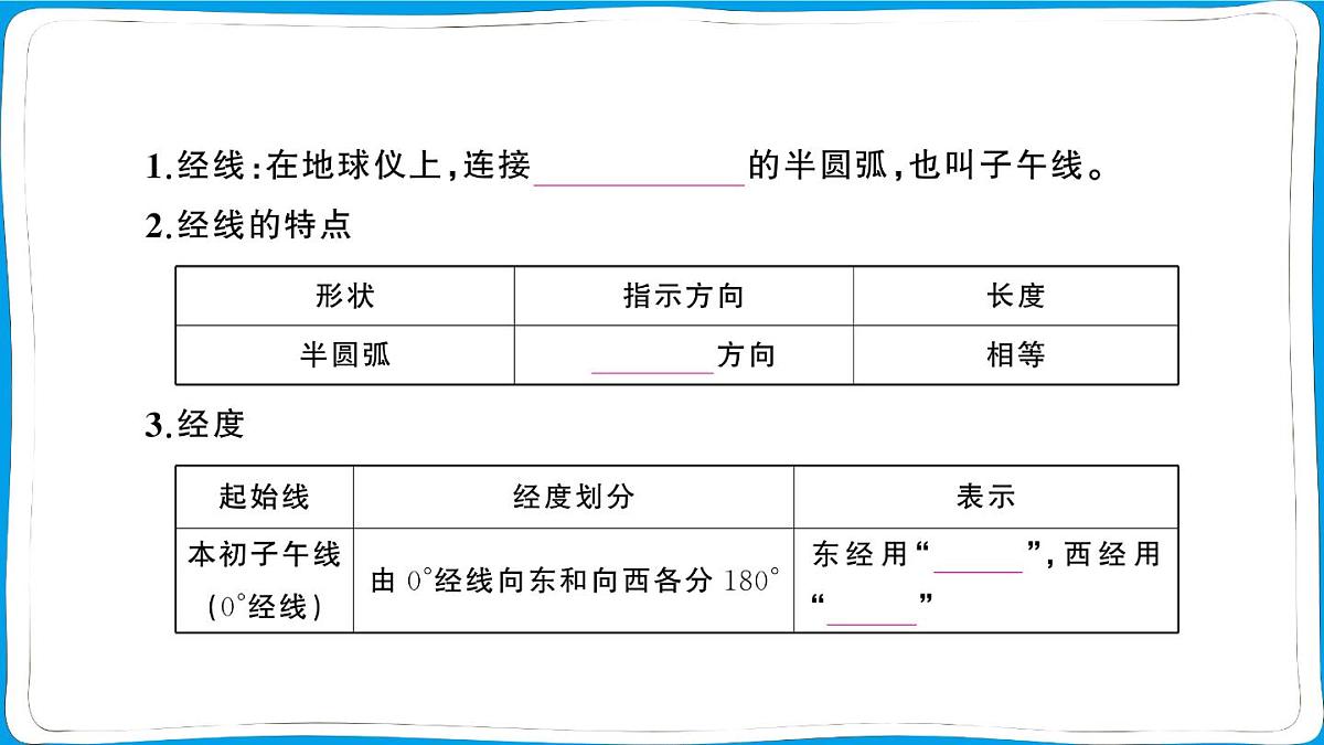 初中地理 人教版（2024）七年级上册1.2地球与地球仪第2课时 经线和经度 纬线和纬度 利用经纬网定位 训练课件 有答案第3页