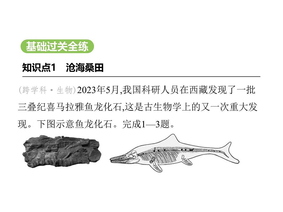 初中地理 人教版（2024）七年级上册第三章 陆地和海洋 试题讲解课件有答案03-第三节　海陆的变迁第2页
