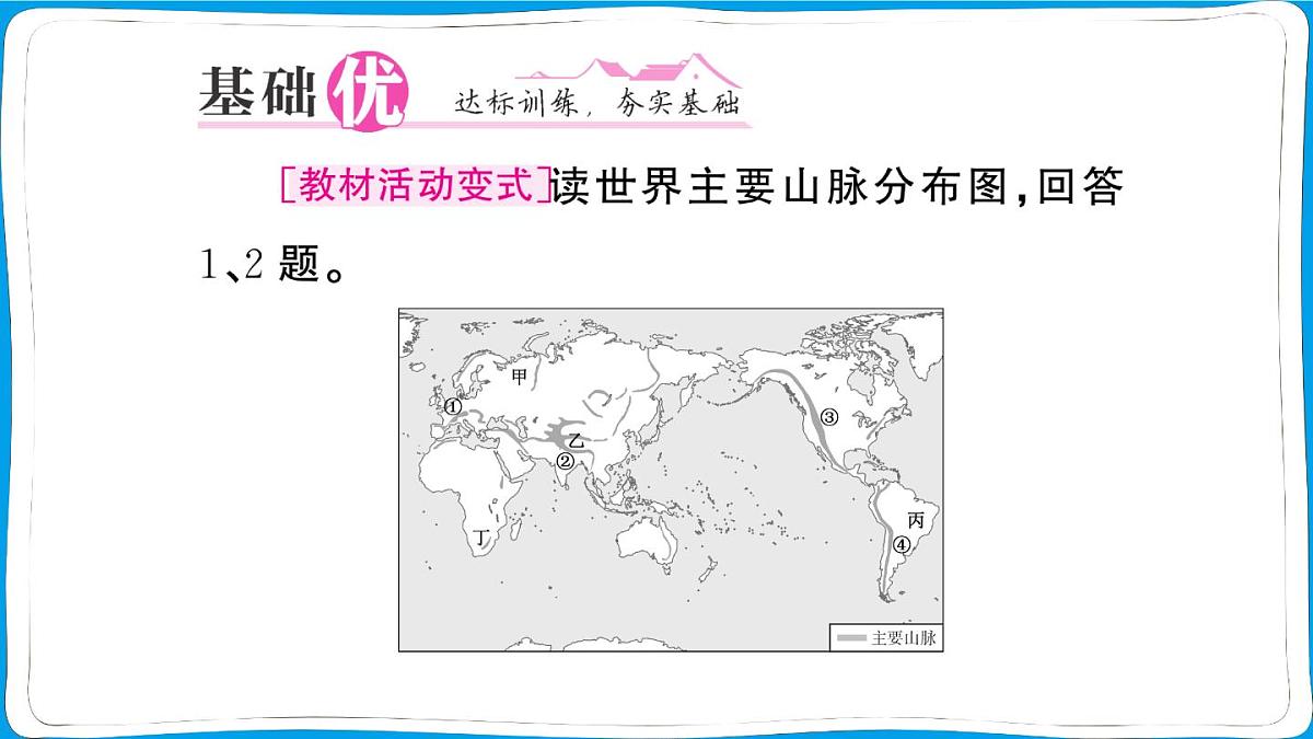 初中地理 人教版（2024）七年级上册第三章第二节 世界的地形 训练课件有答案第7页