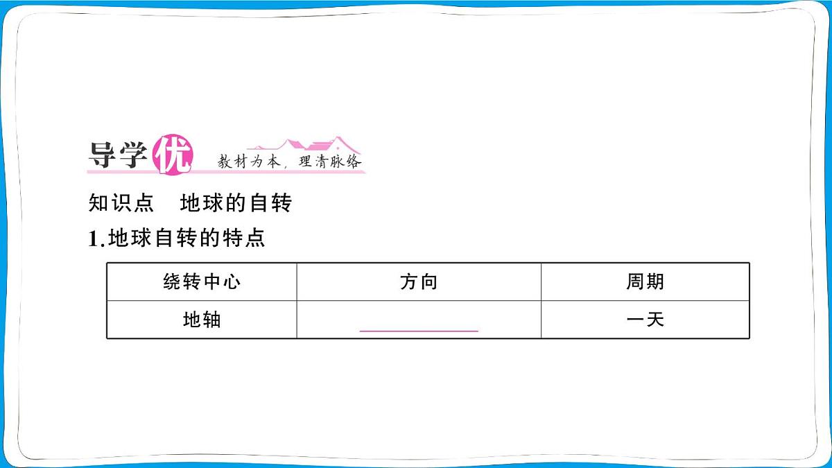 初中地理 人教版（2024）七年级上册第一章第三节 地球的运动第1课时 地球的自转 训练课件有答案第2页