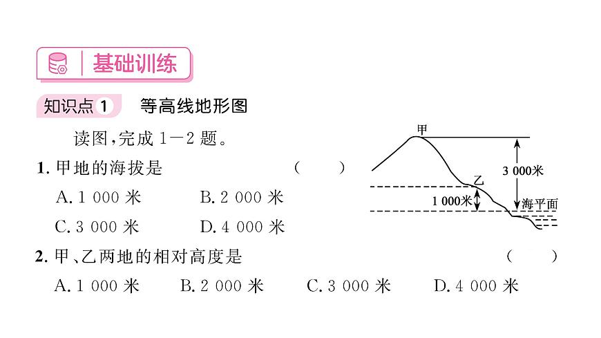 初中地理 人教版（2024）七年级上册2.2 地形图的判断 习题课件 有答案第4页