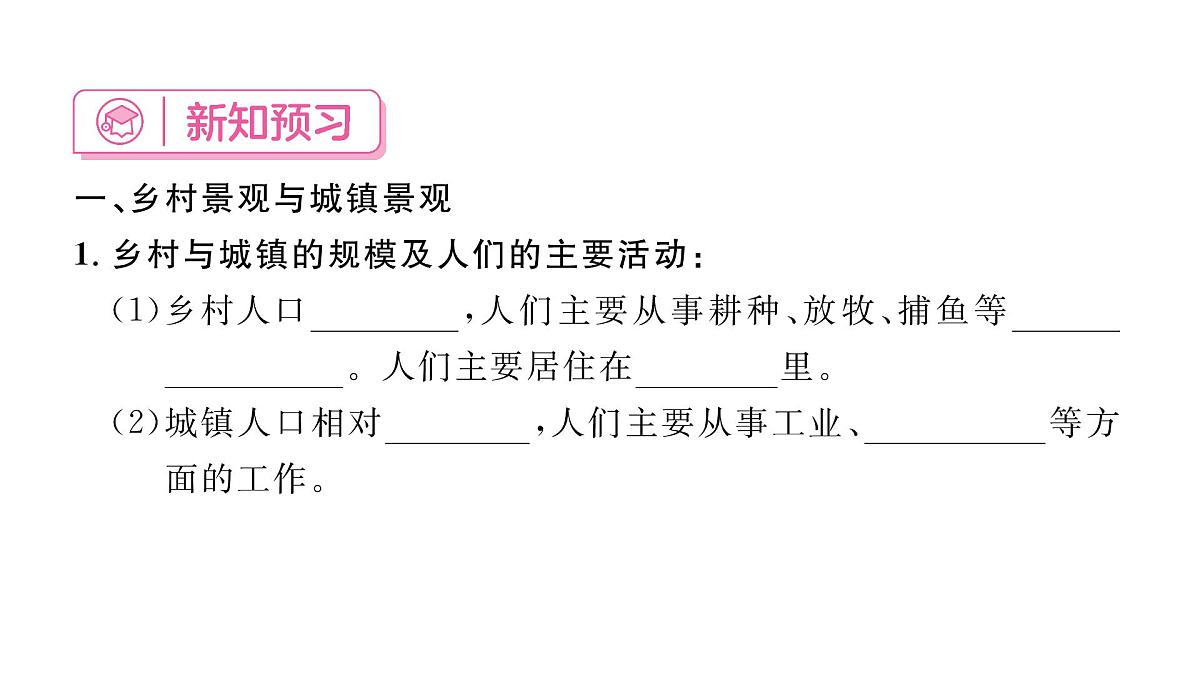 初中地理 人教版（2024）七年级上册5.2 城镇与乡村 习题课有答案件课件PPT第2页