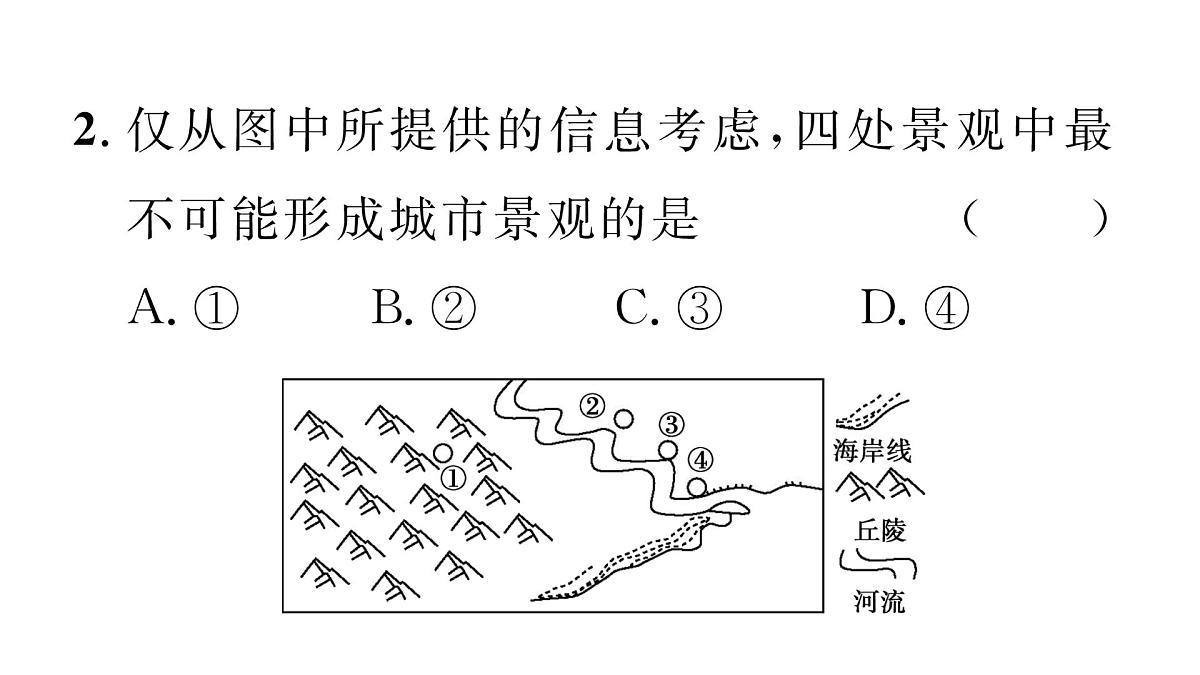初中地理 人教版（2024）七年级上册5.2 城镇与乡村 习题课有答案件课件PPT第7页