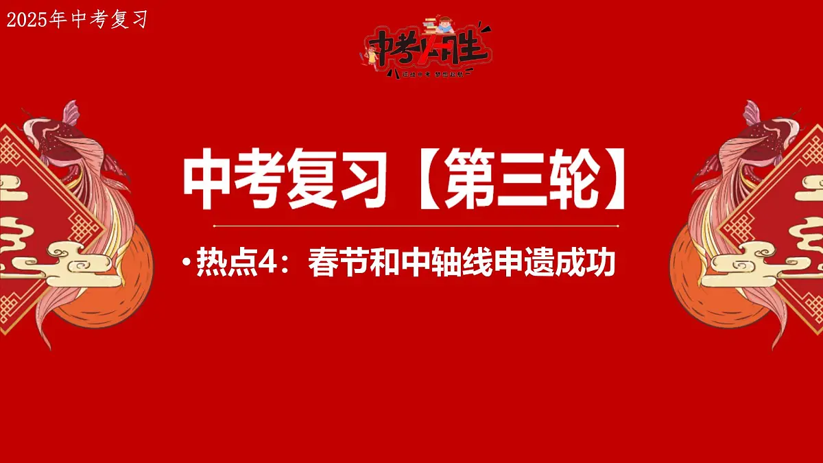热点4+春节和中轴线申遗成功 备战2025年中考地理三轮热点专题复习课件第1页