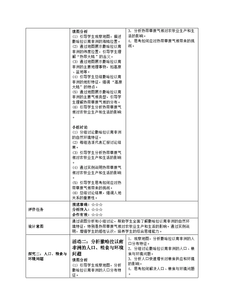 9.3《撒哈拉以南的非洲》教案（表格式）人教版（2024）地理七年级下册第3页