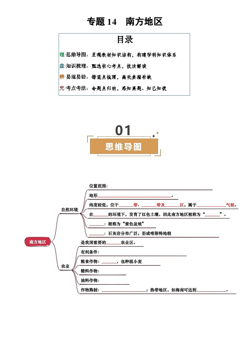专题14  南方地区(挖空版)第1页