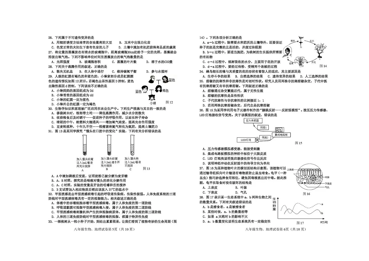 2025年四川省德阳市绵竹市中考第二次诊断考试生物地理试题（中考模拟）第3页