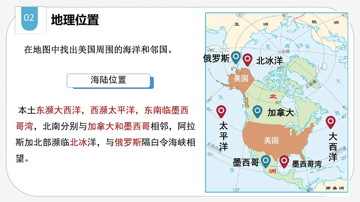 2024-2025学年晋教版地理七年级下册 7.1.1 认识美国课件第8页