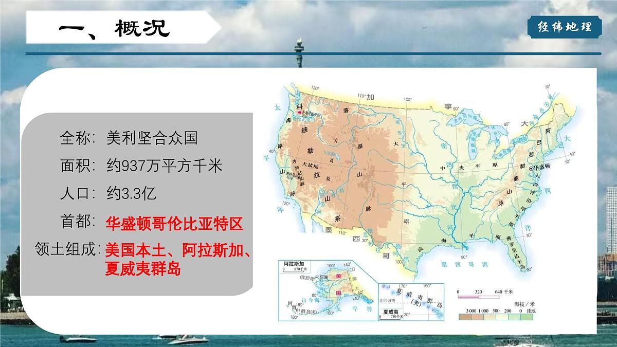2024-2025学年晋教版地理七年级下册 7.1认识美国（第一课时）课件第5页