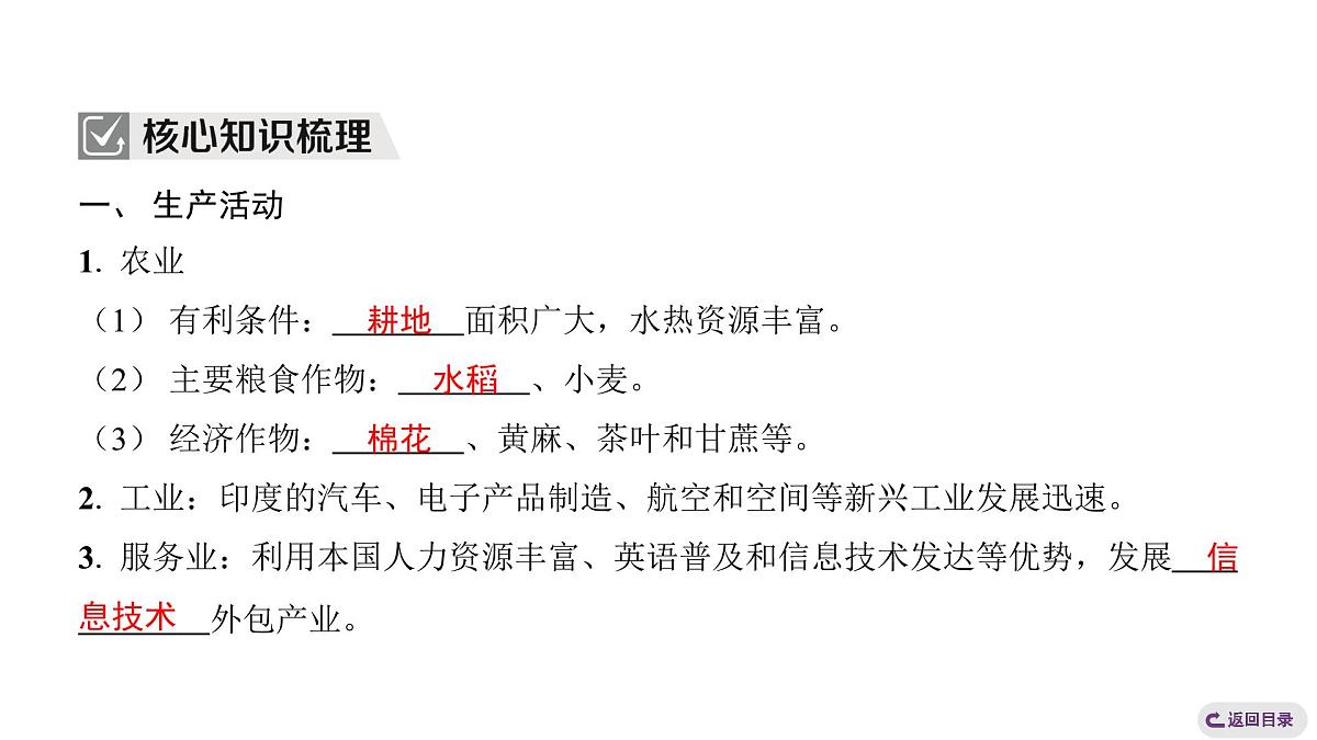 2024-2025学年晋教版地理七年级下册 7.4了解印度第2课时 生产活动 居民与生活复习课件第3页