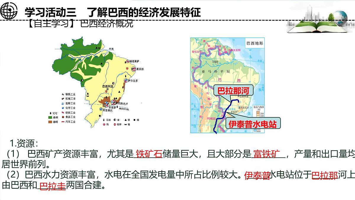 初中 地理 湘教版（2024）七年级下册探究与实践 走进巴西 课件第7页