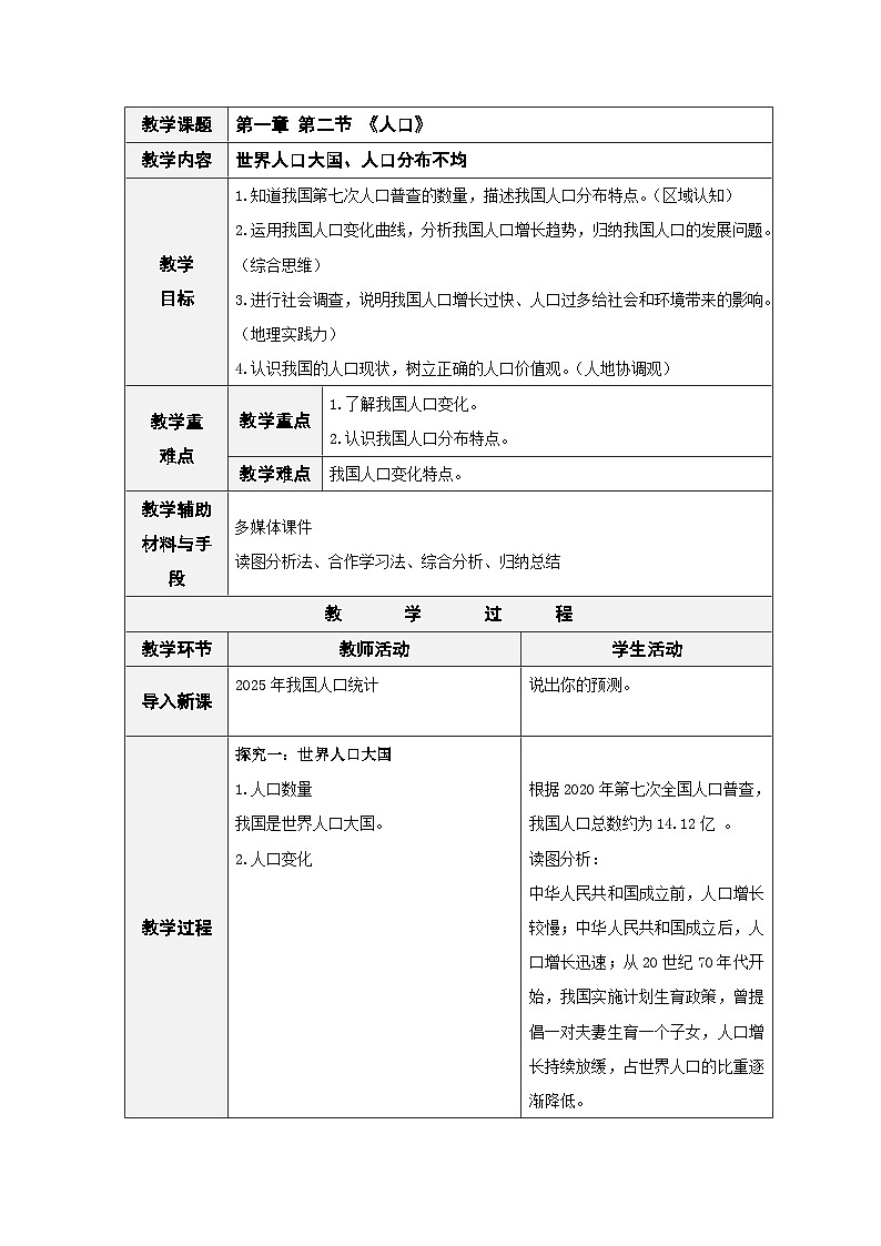 人教版八上 1.2《人口》第1页