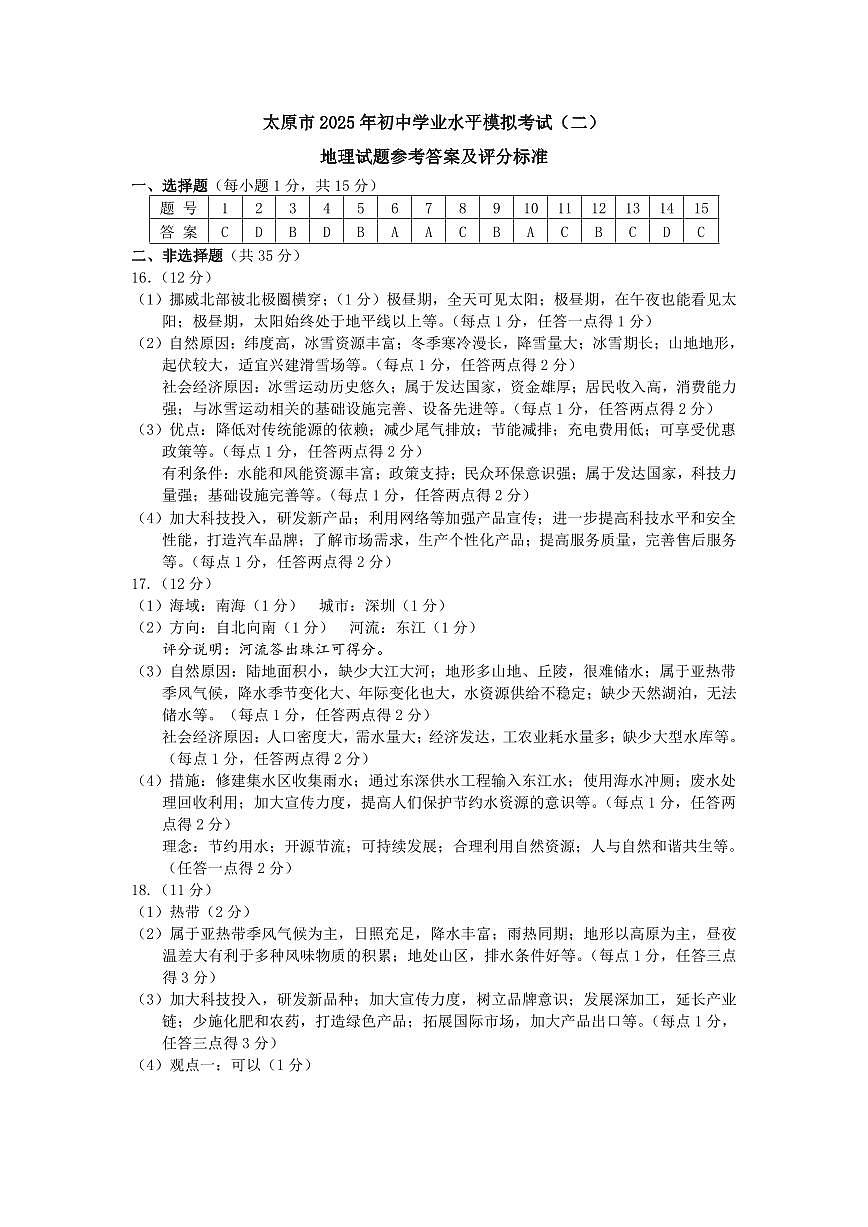 地理答案第1页