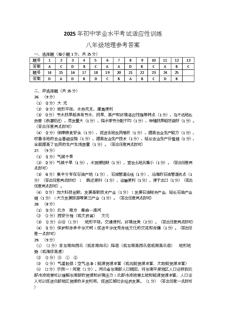 2025.5地理答案第1页