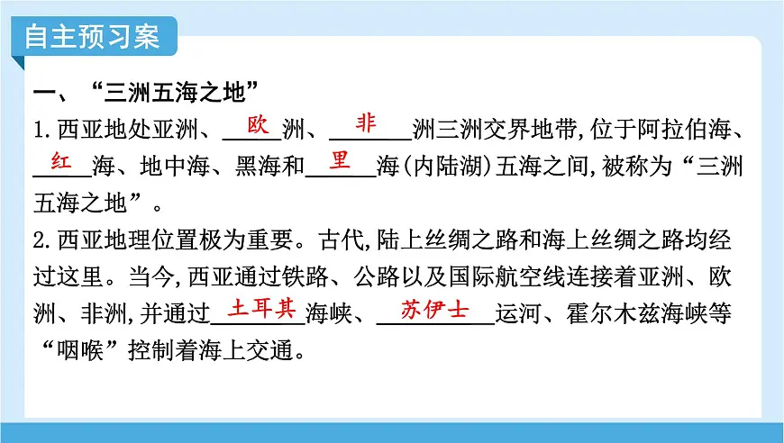 2024-2025学年七年级地理下册（商务星球版2024）7.2 西亚 第一课时　“三洲五海之地”　干旱气候与灌溉农业 课件第4页
