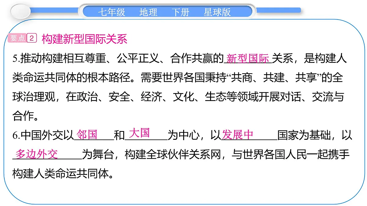 2024-2025学年七年级地理下册（商务星球版2024）9.2 人类命运共同体的构建 课件第4页