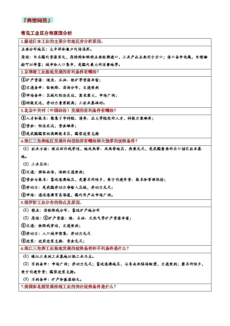 2025年中考地理专题复习讲义专题06 工业发展条件分析与评价类(答题模板)(原卷版)第3页