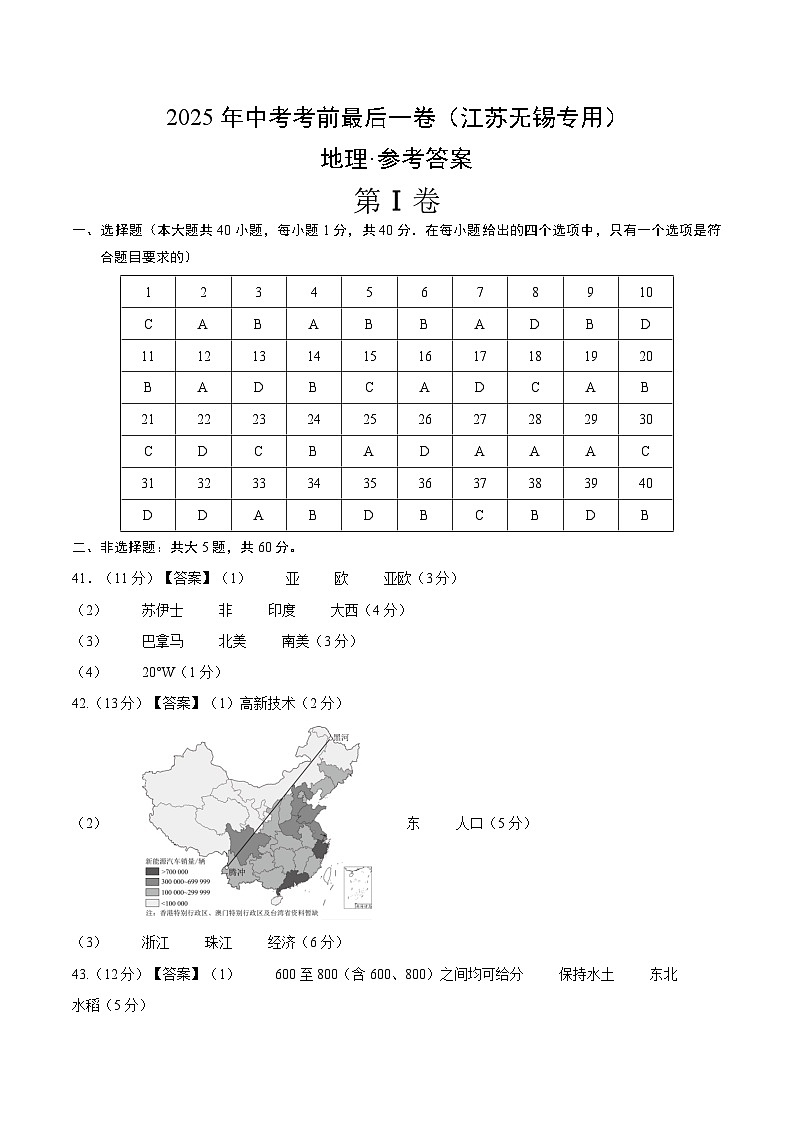 2025年中考考前最后一卷（无锡专用）（参考答案）第1页