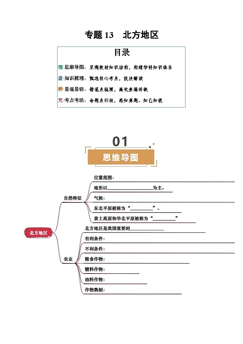 专题13 北方地区-（挖空版）第1页