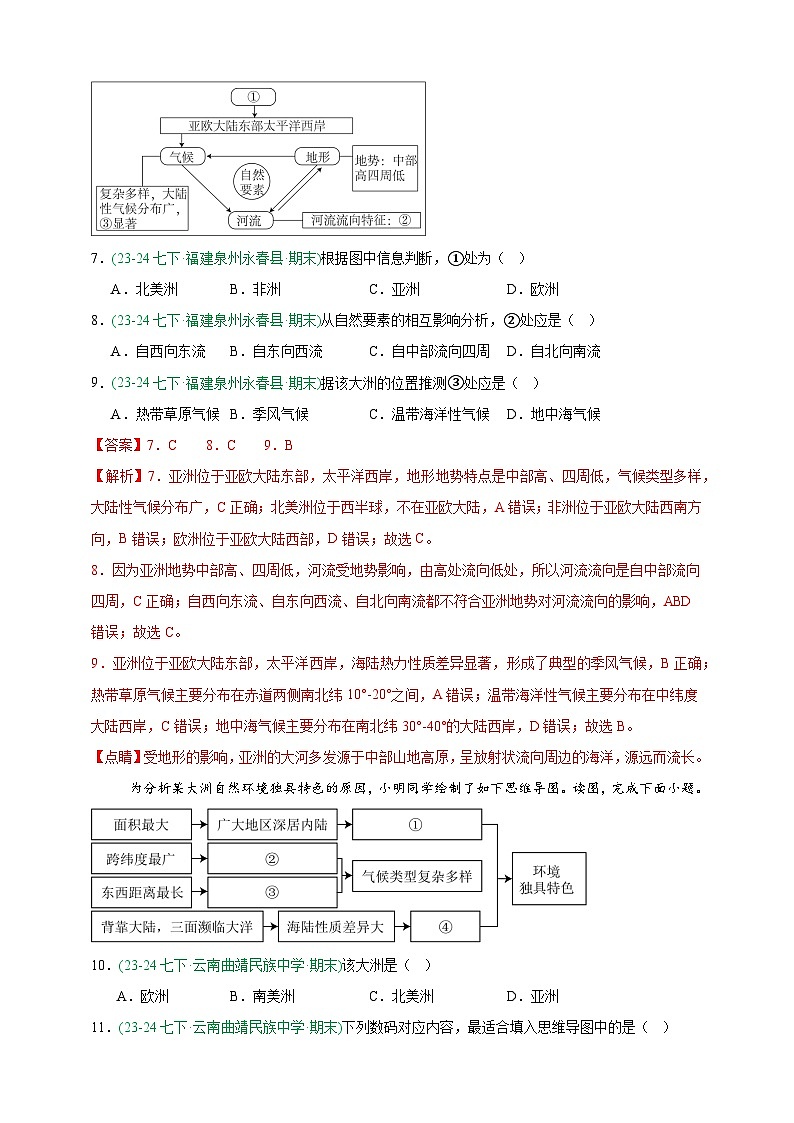 人教版地理7年级下册期末真题汇编——我们生活的大洲——亚洲（解析版）第3页