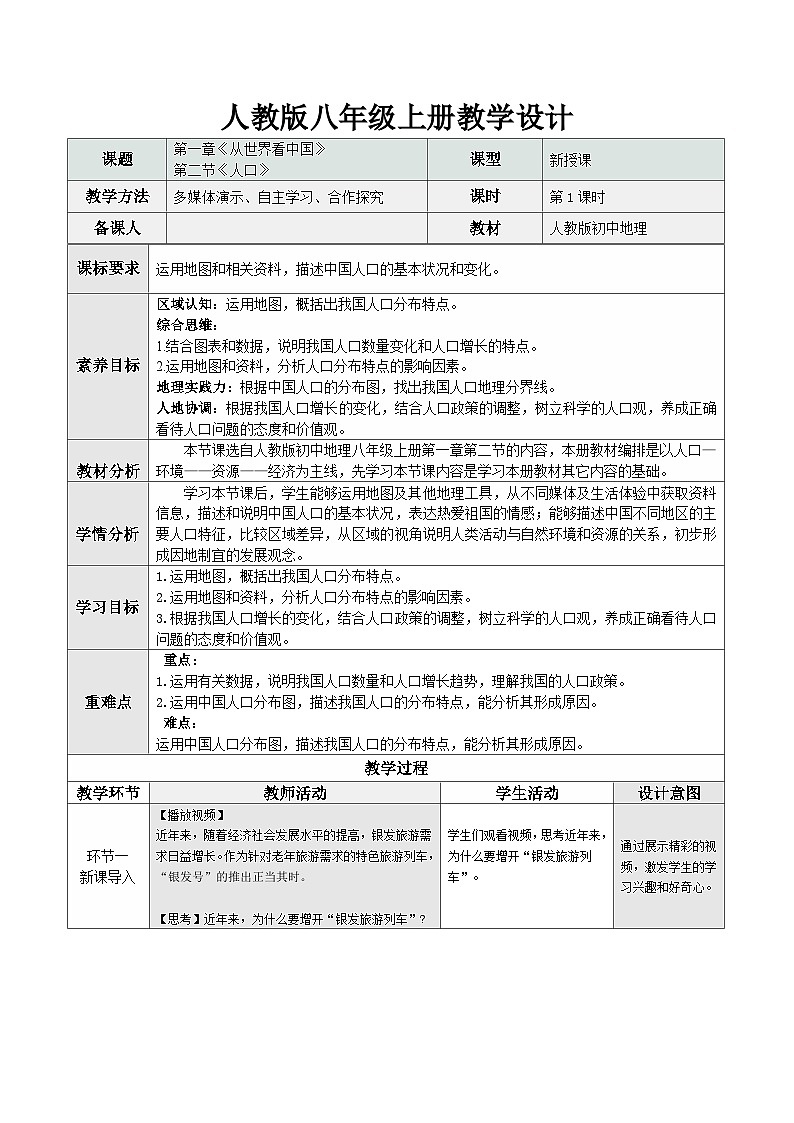 1.2 人口（情境任务教学设计）第1页