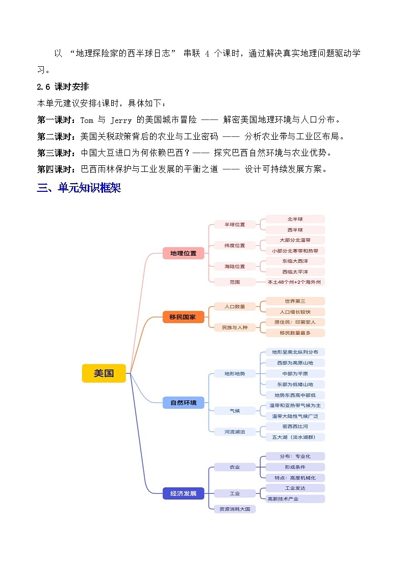 2024—2025学年下学期七年级地理下册第十章 西半球的国家（单元教学设计）第3页