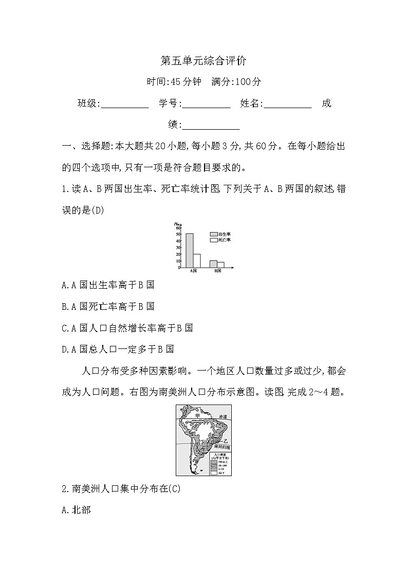 第五单元综合评价第1页