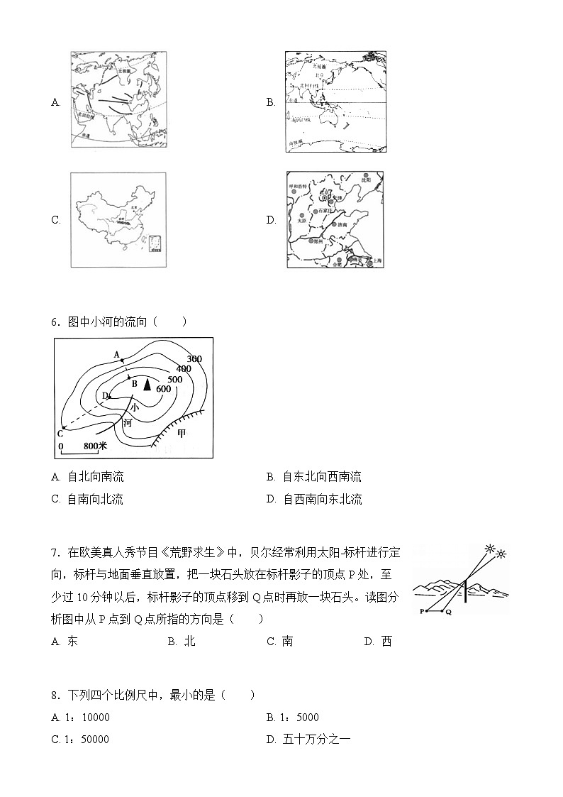 商务星球版初中地理七年级上册 3.1 地图的基本要素 同步训练（含答案）第2页