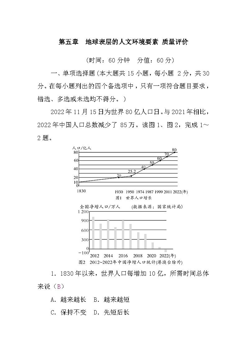 第五章　地球表层的人文环境要素 质量评价第1页