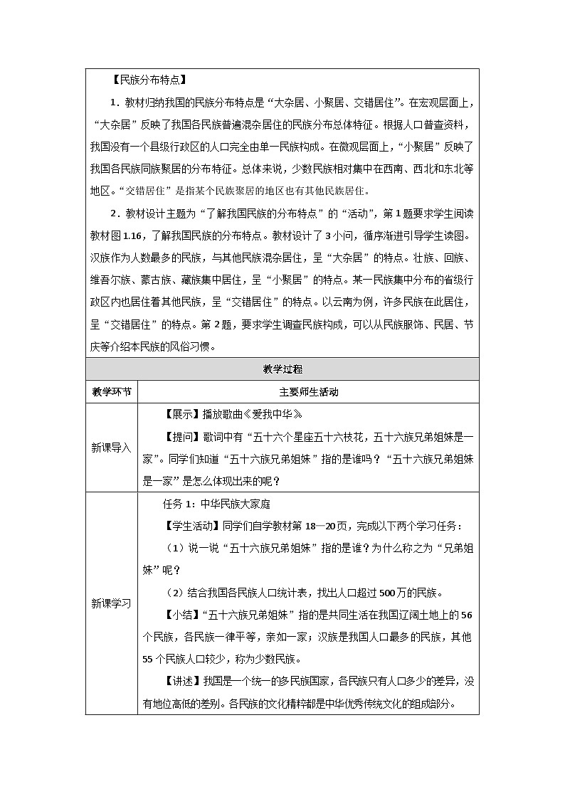 新人教版初中地理八上1-3《民族》-教学设计第2页