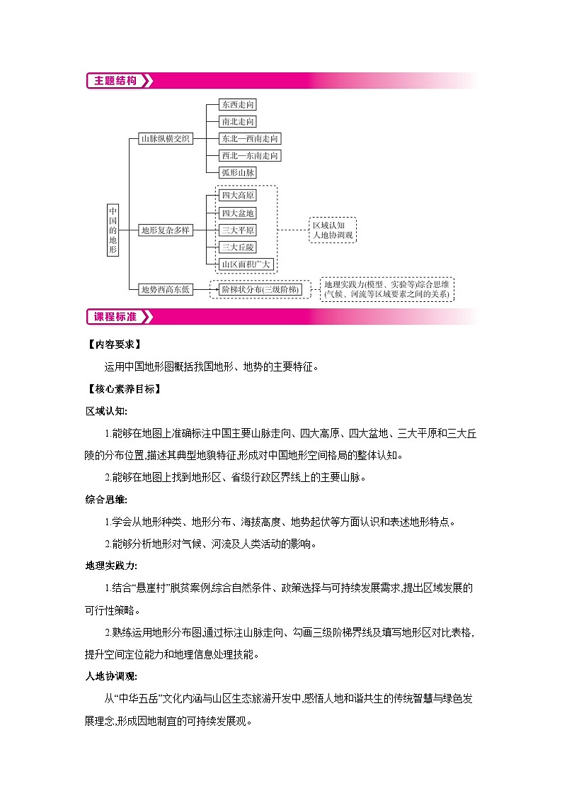 2.1中国的地形第1课时表格式教案-2025-2026学年八年级地理上册湘教版（2024）第2页
