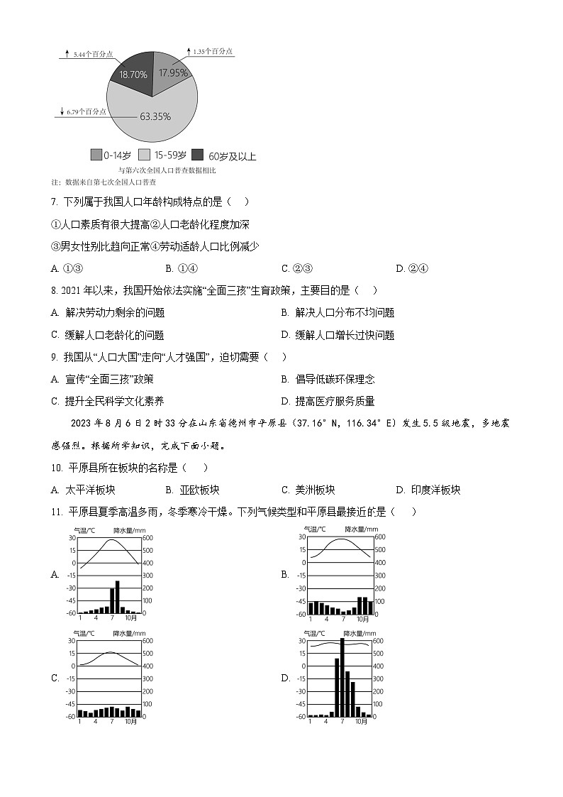 精品解析：广东省深圳市部分学校2024-2025学年八年级上学期期中地理试题（原卷版）第3页